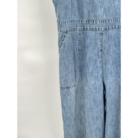 Vintage Y2K Lucky Brand Denim Culotte Jumpsuit Overalls Sz Large - Picture 4 of 10